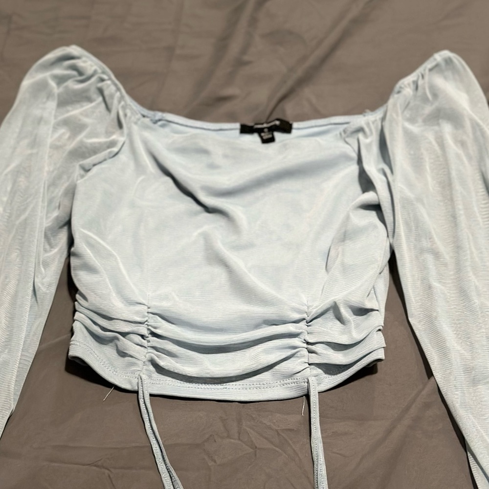 Light Blue Long Sleeve Crop Top